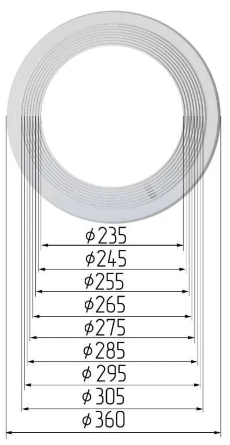 Точечные диаметры. Платформа 235 305 мм универсальная для светильников. Универсальная платформа (235-305). Диаметр светильников для натяжных потолков. Диаметры колец для натяжного потолка.