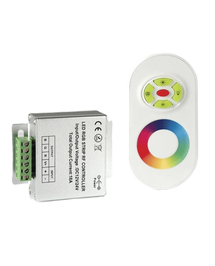 Контроллер белый RGB 18А  с кольцевым сенсором, радиопультом (216W/12V)