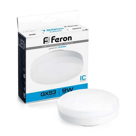 Лампа cветодиодная, (9W) GX53 6400K, FERON LB-452