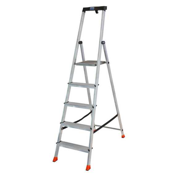 Стремянка складная алюминиевая с полочкой Krause 5 ступеней